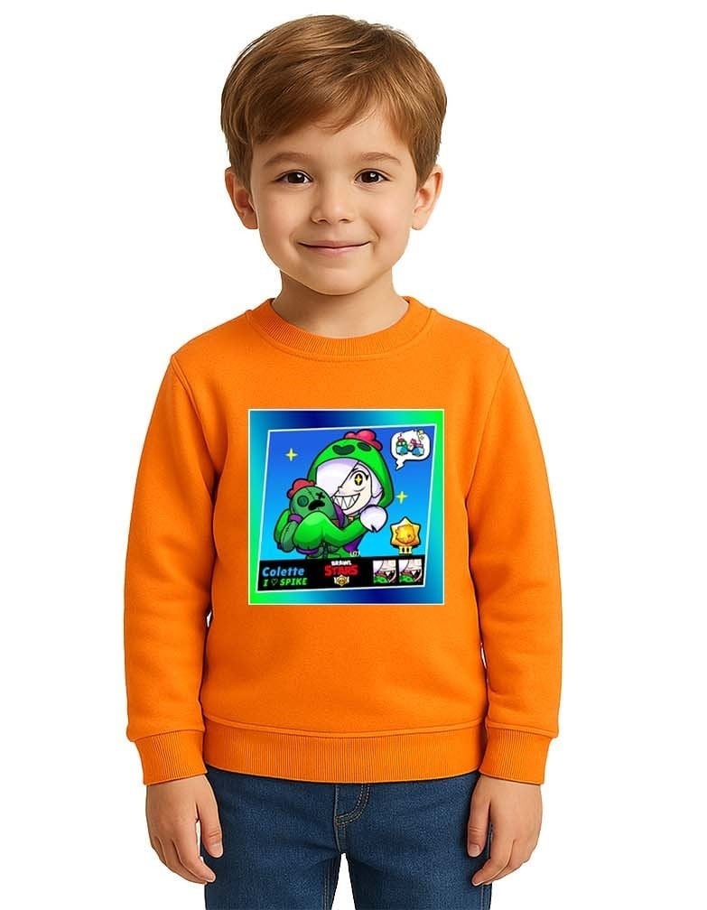 Unisex Brawl Stars Baskılı Çocuk Swaetshirt 3 İplik Şardonlu