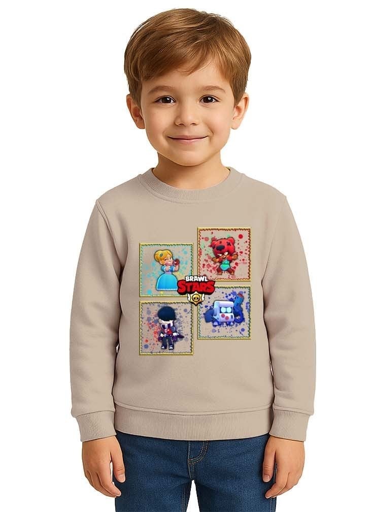 Unisex Brawl Stars Baskılı Çocuk Swaetshirt 3 İplik Şardonlu
