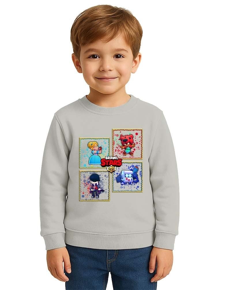 Unisex Brawl Stars Baskılı Çocuk Swaetshirt 3 İplik Şardonlu