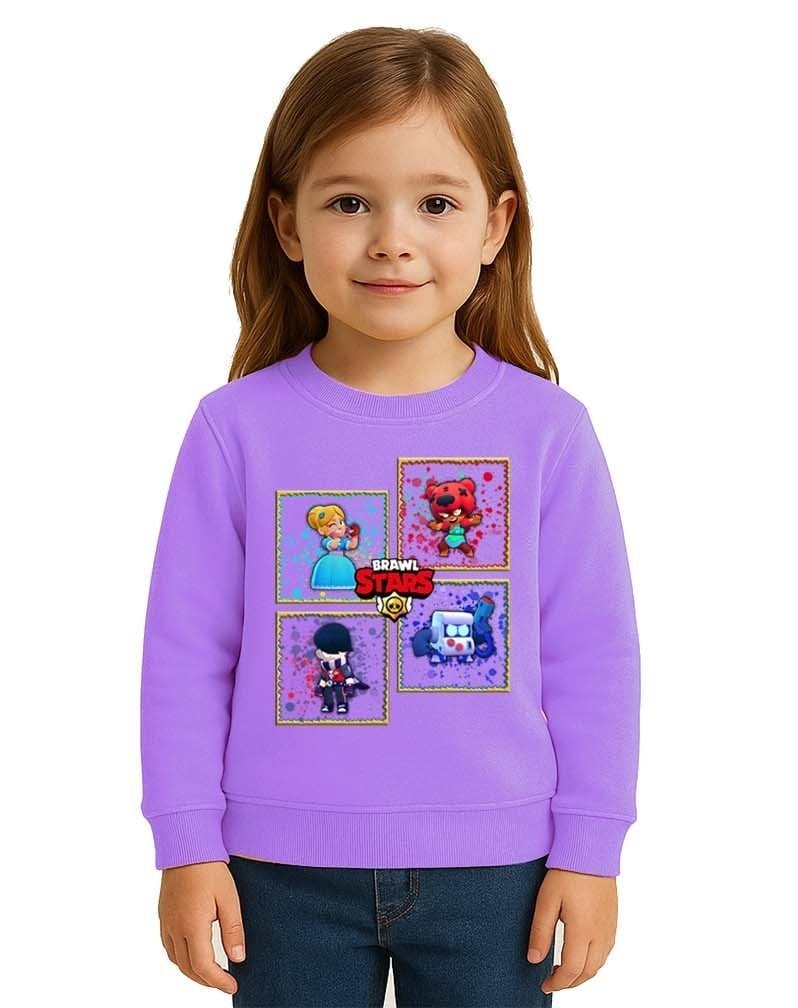 Unisex Brawl Stars Baskılı Çocuk Swaetshirt 3 İplik Şardonlu