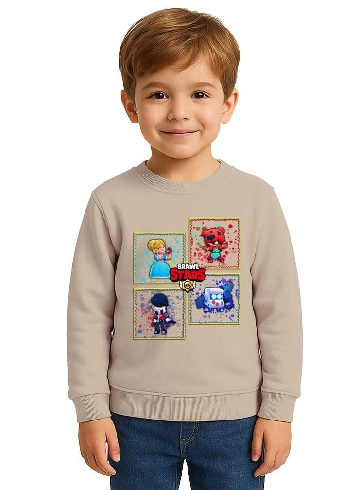 Unisex Brawl Stars Baskılı Çocuk Swaetshirt 3 İplik Şardonlu