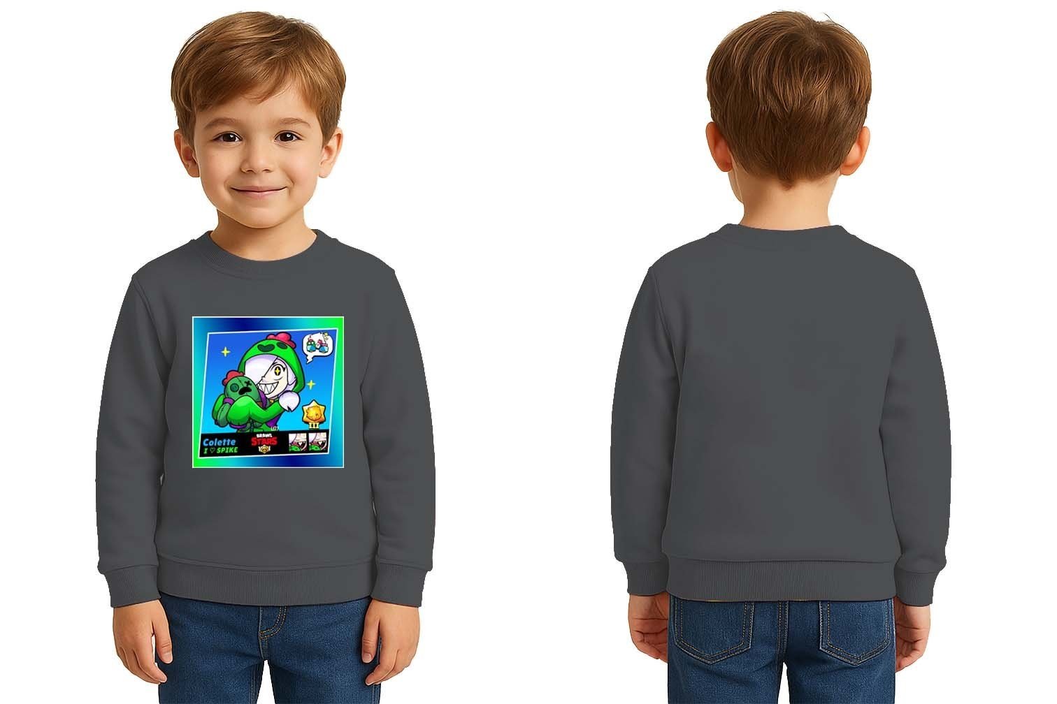Unisex Brawl Stars Baskılı Çocuk Swaetshirt 3 İplik Şardonlu