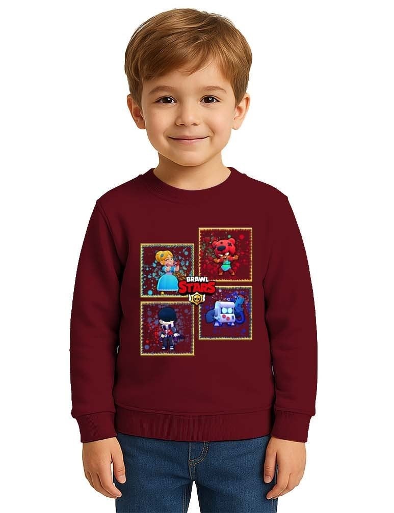 Unisex Brawl Stars Baskılı Çocuk Swaetshirt 3 İplik Şardonlu