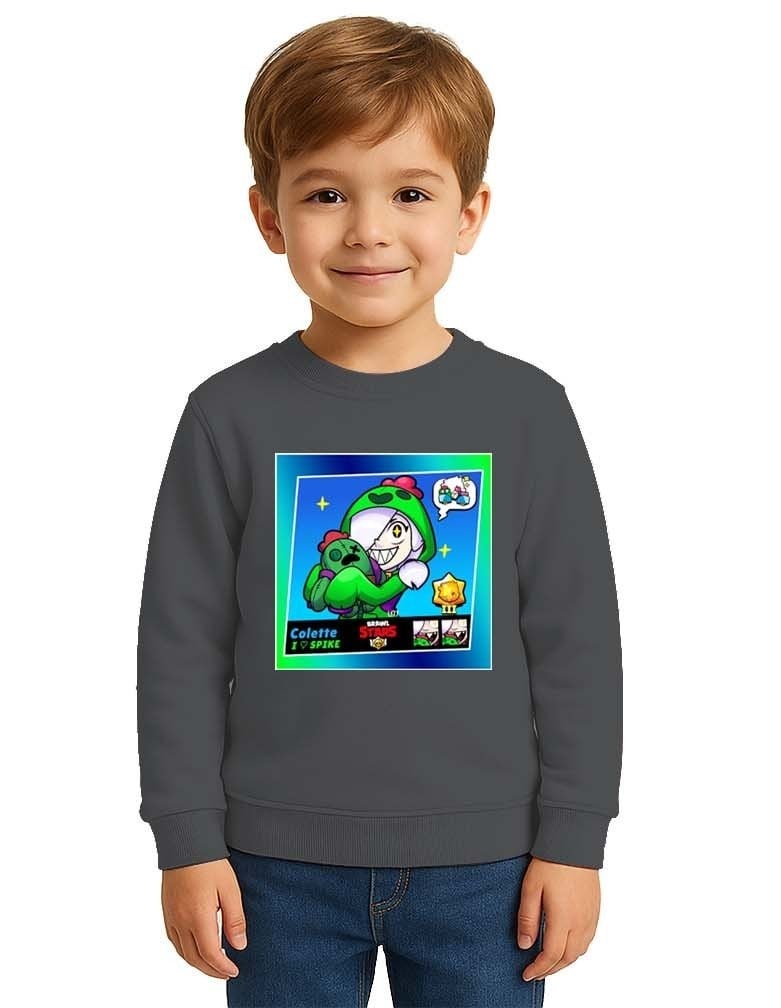 Unisex Brawl Stars Baskılı Çocuk Swaetshirt 3 İplik Şardonlu