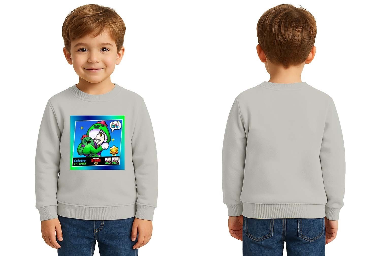 Unisex Brawl Stars Baskılı Çocuk Swaetshirt 3 İplik Şardonlu