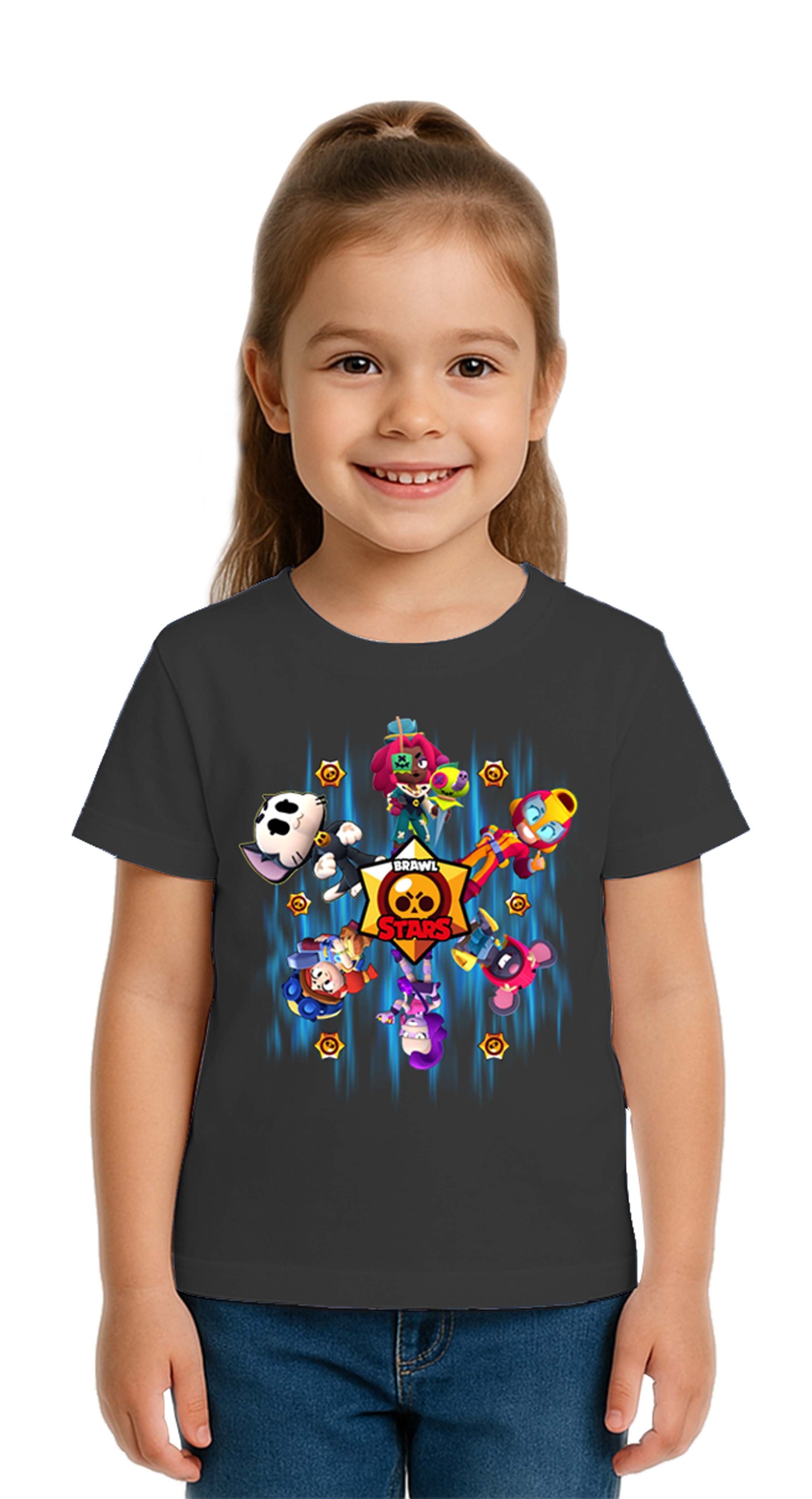 Unisex Brawl Stars Baskılı Çocuk Tişört pamuklu penye kumaş