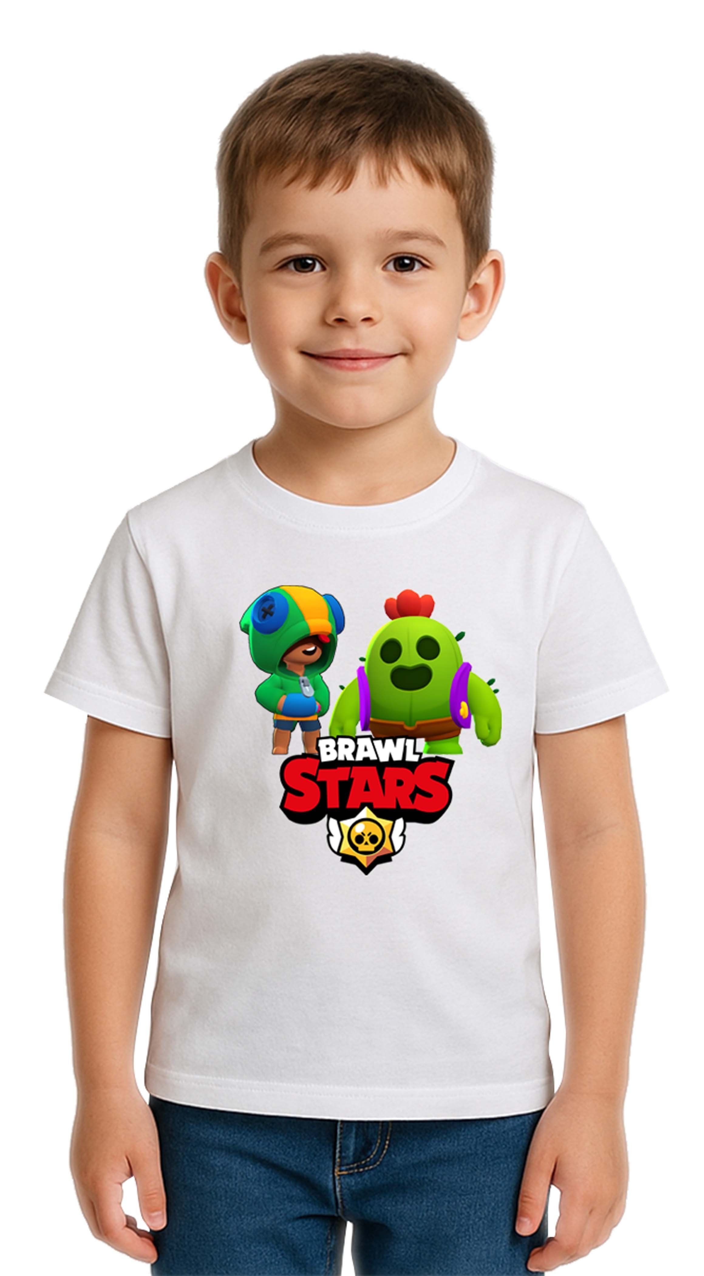 Unisex Brawl Stars Baskılı Çocuk Tişört pamuklu penye kumaş