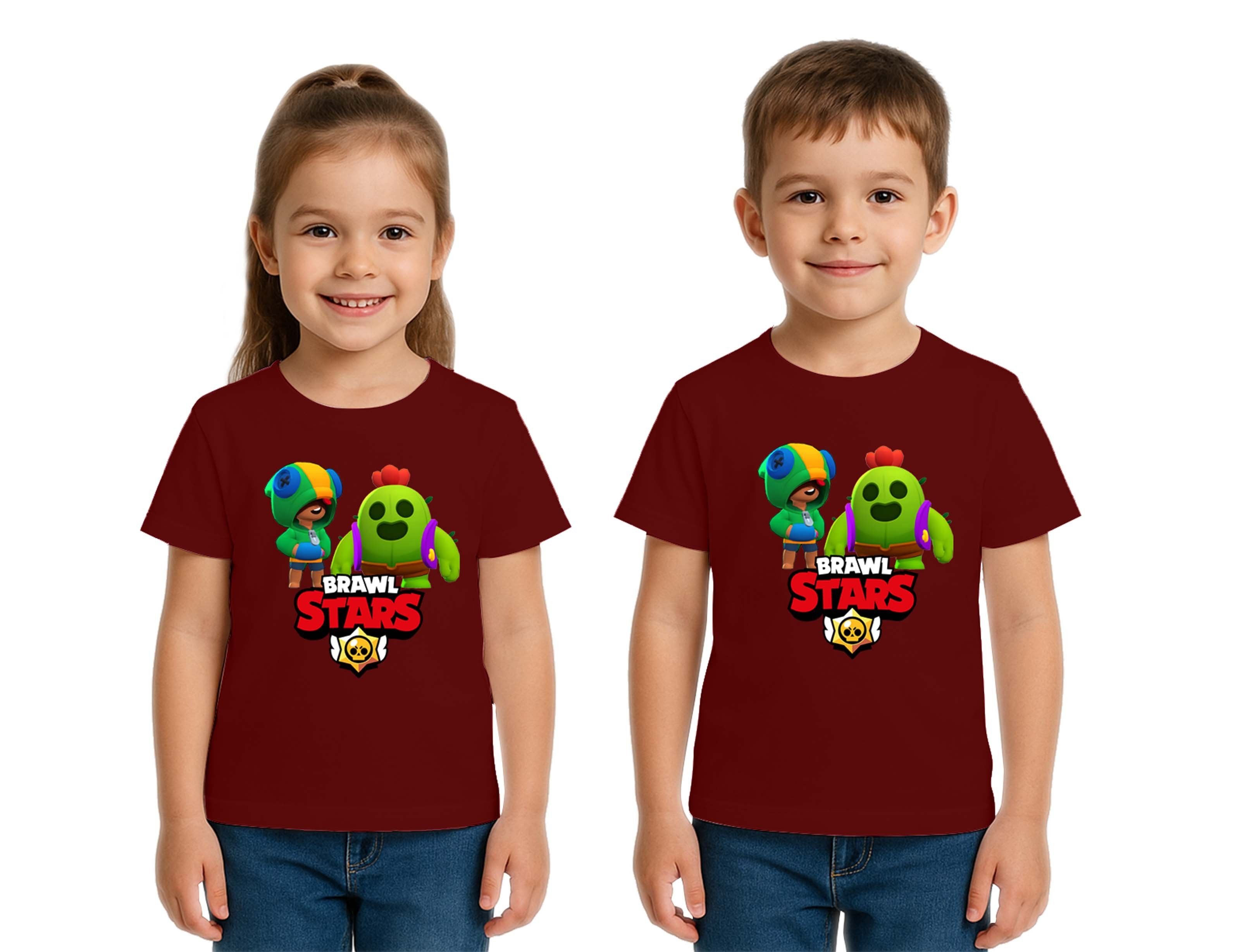 Unisex Brawl Stars Baskılı Çocuk Tişört pamuklu penye kumaş