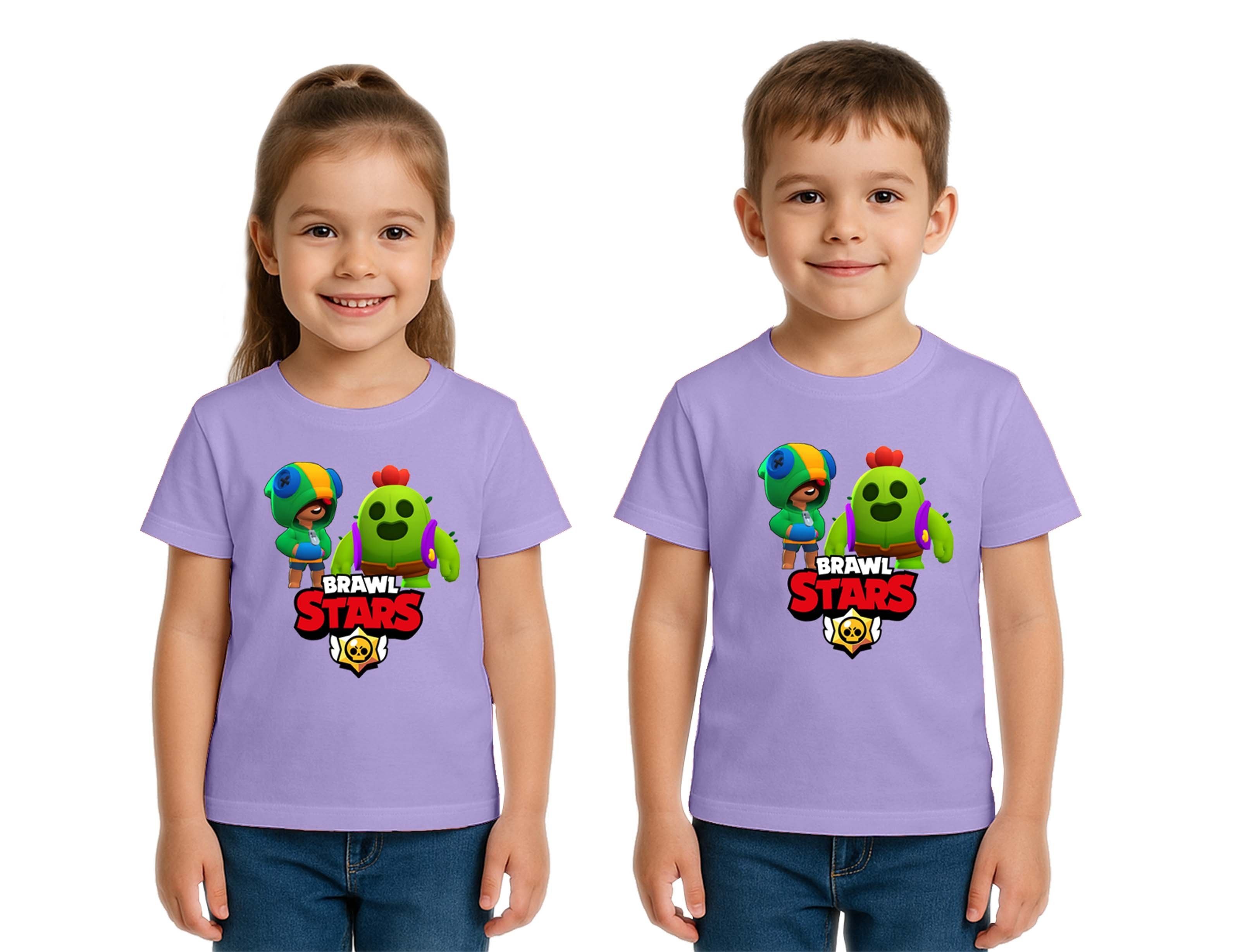 Unisex Brawl Stars Baskılı Çocuk Tişört pamuklu penye kumaş