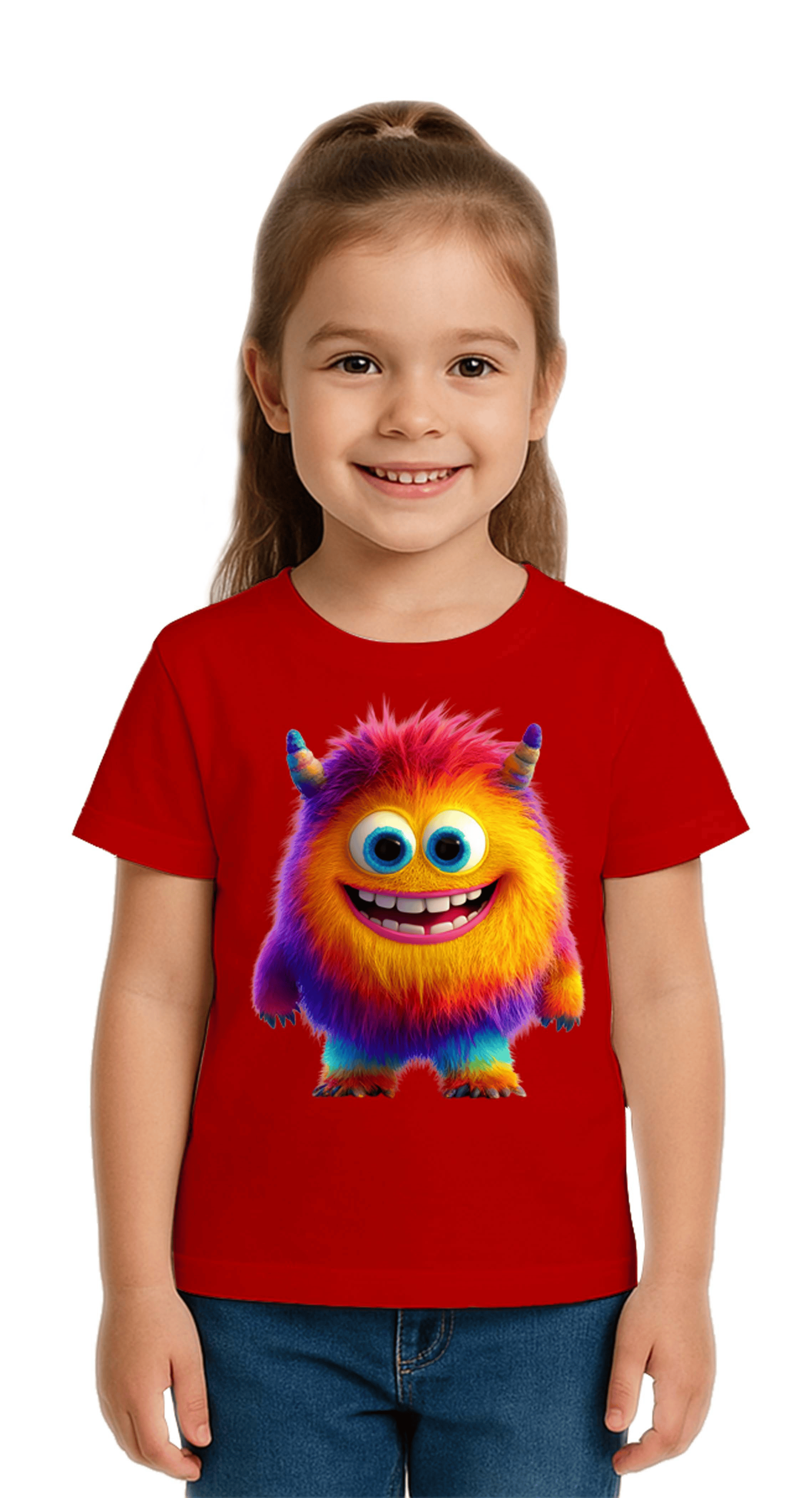 Unisex Canavar Monster Baskılı  Çocuk Tişört pamuklu penye kumaş
