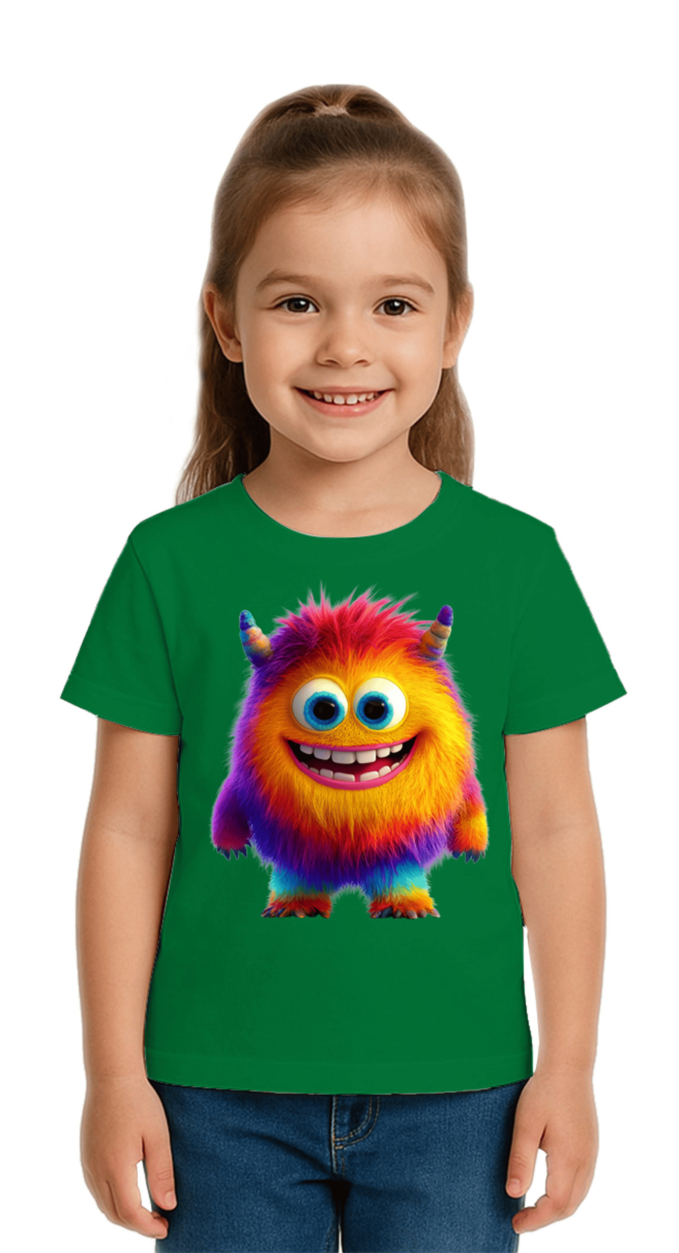 Unisex Canavar Monster Baskılı  Çocuk Tişört pamuklu penye kumaş