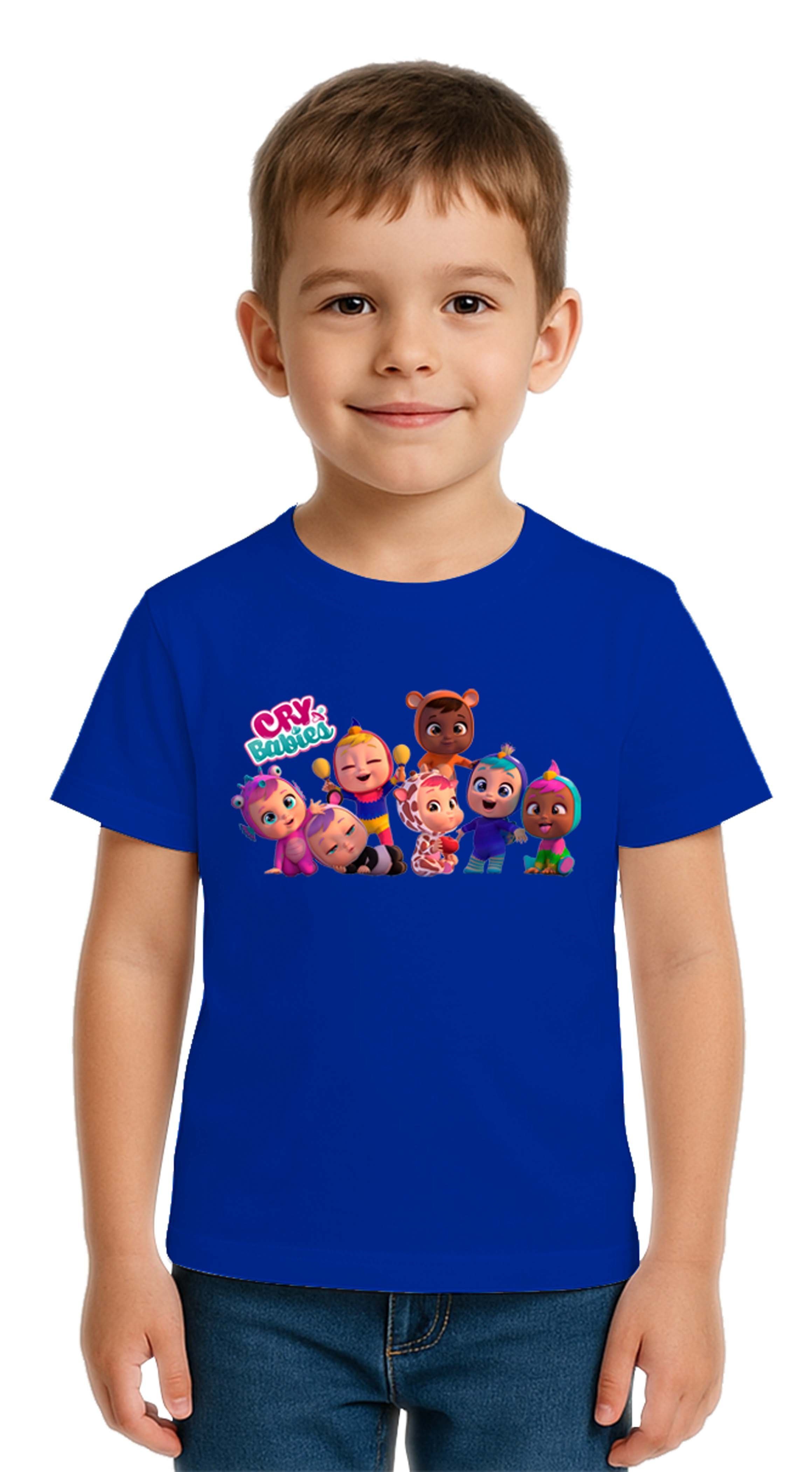 Unisex Cry Babies baskılı Çocuk Tişört pamuklu penye kumaş
