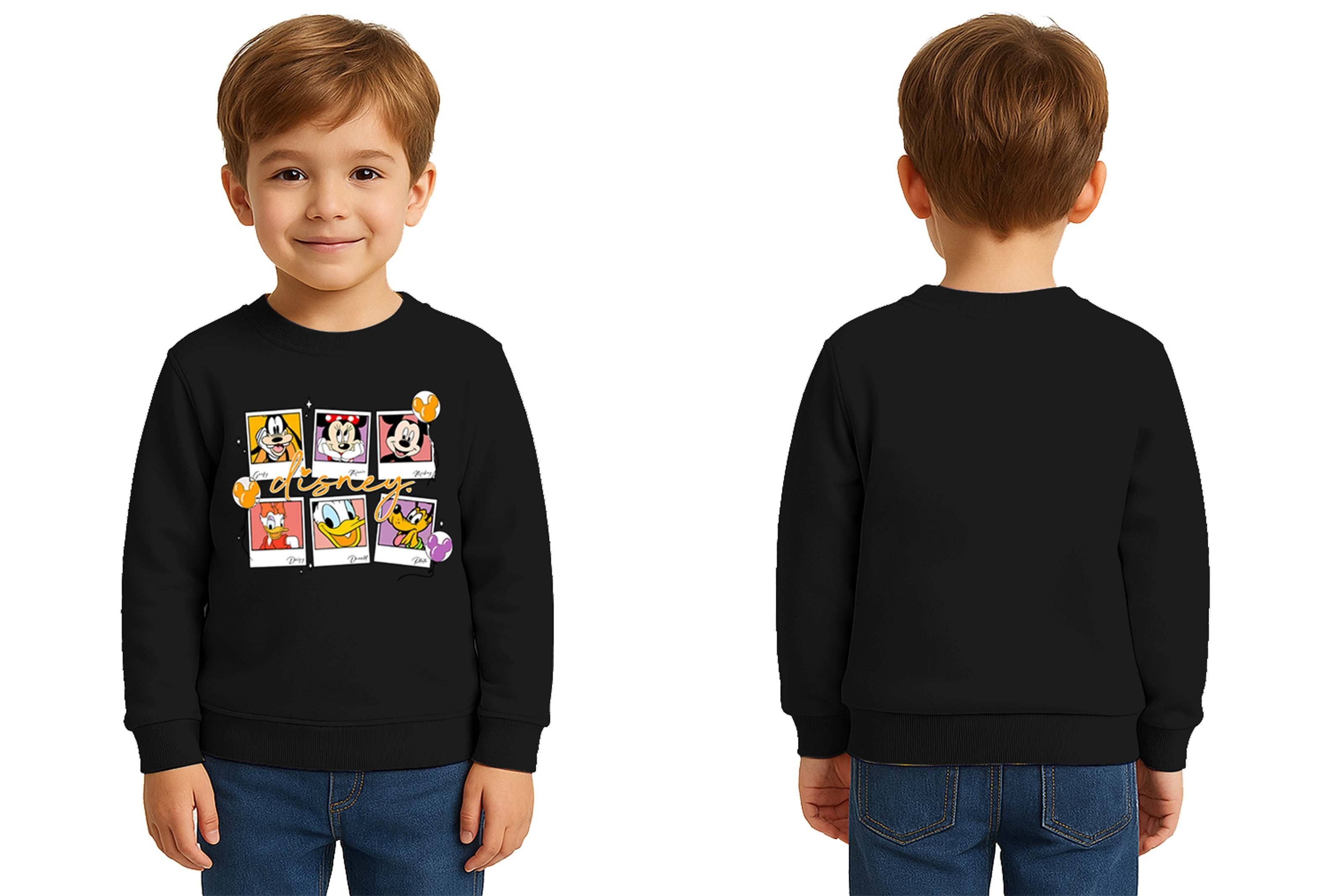 Unisex Disney Baskılı Çocuk Swaetshirt 3 İplik Şardonlu