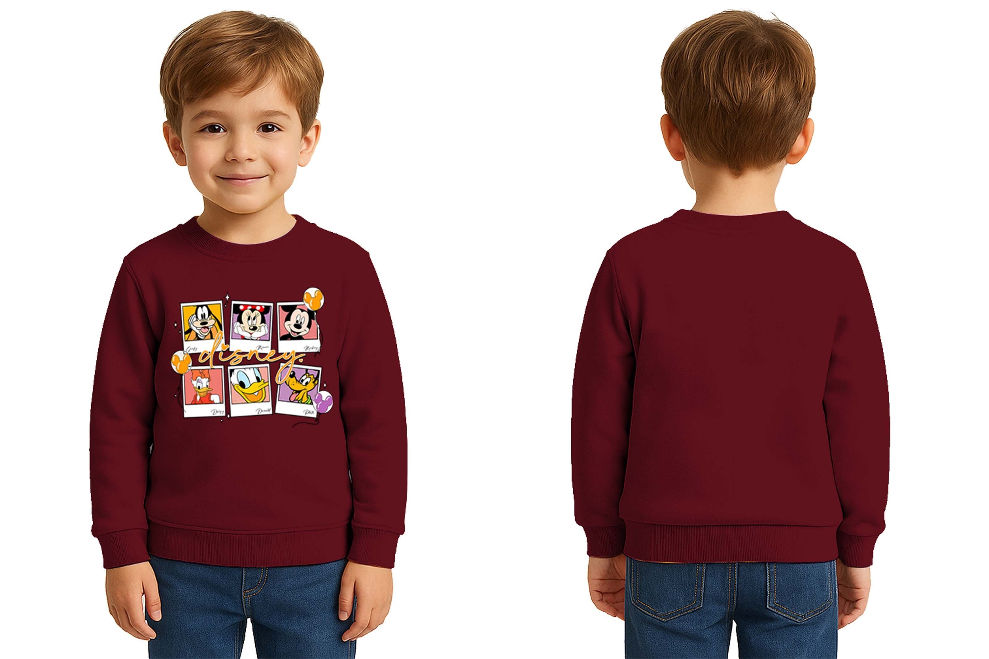 Unisex Disney Baskılı Çocuk Swaetshirt 3 İplik Şardonlu