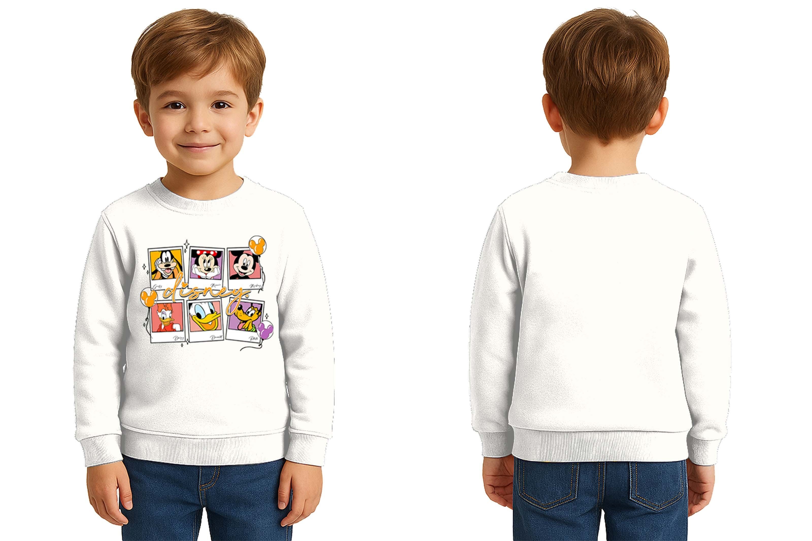 Unisex Disney Baskılı Çocuk Swaetshirt 3 İplik Şardonlu