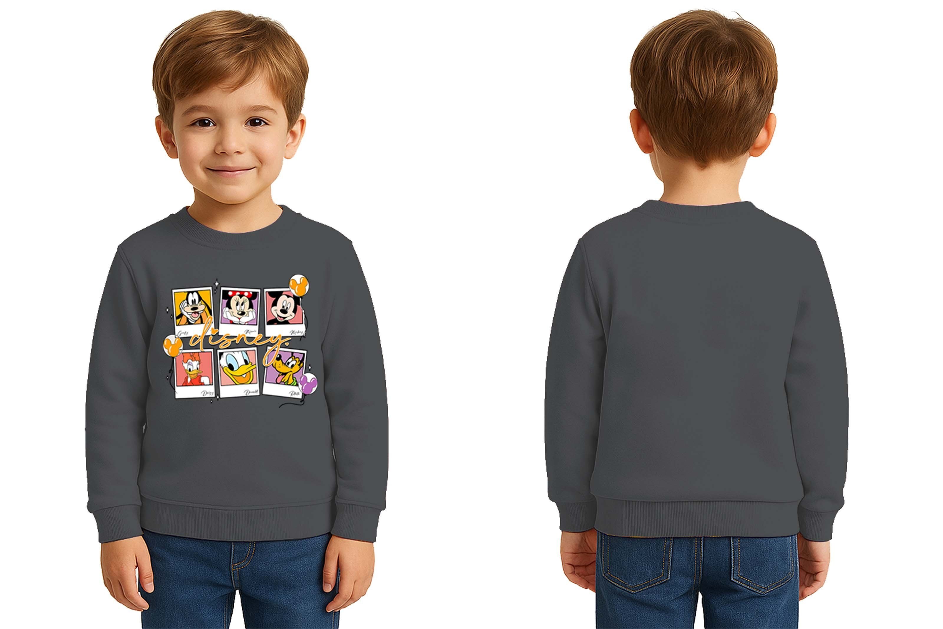 Unisex Disney Baskılı Çocuk Swaetshirt 3 İplik Şardonlu