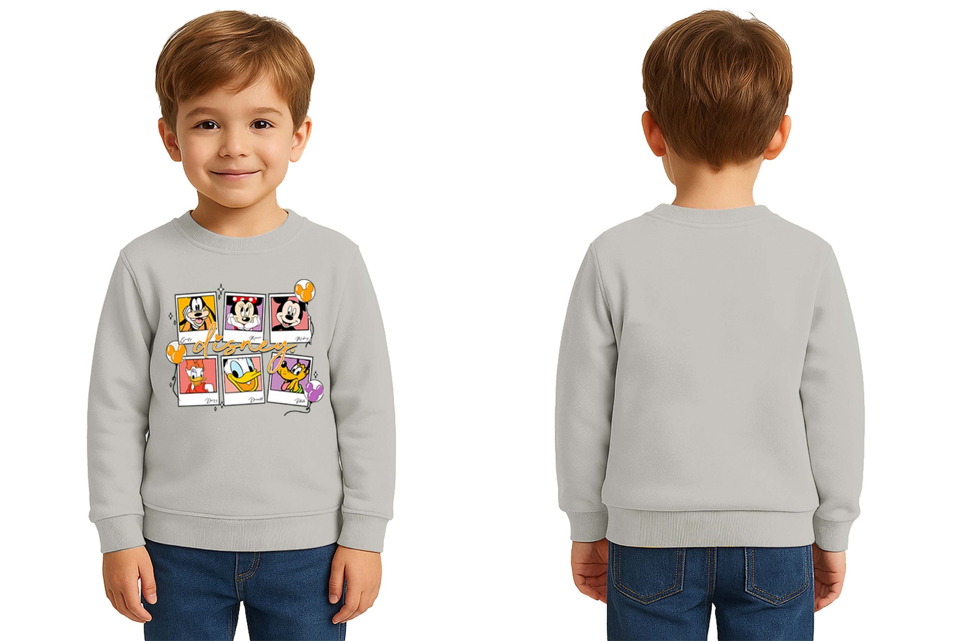 Unisex Disney Baskılı Çocuk Swaetshirt 3 İplik Şardonlu
