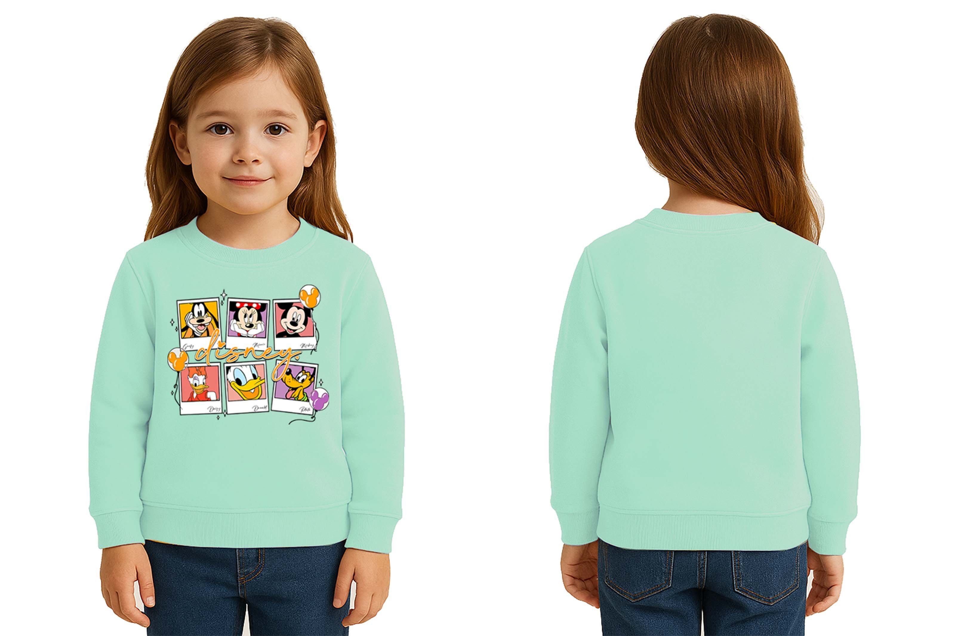 Unisex Disney Baskılı Çocuk Swaetshirt 3 İplik Şardonlu