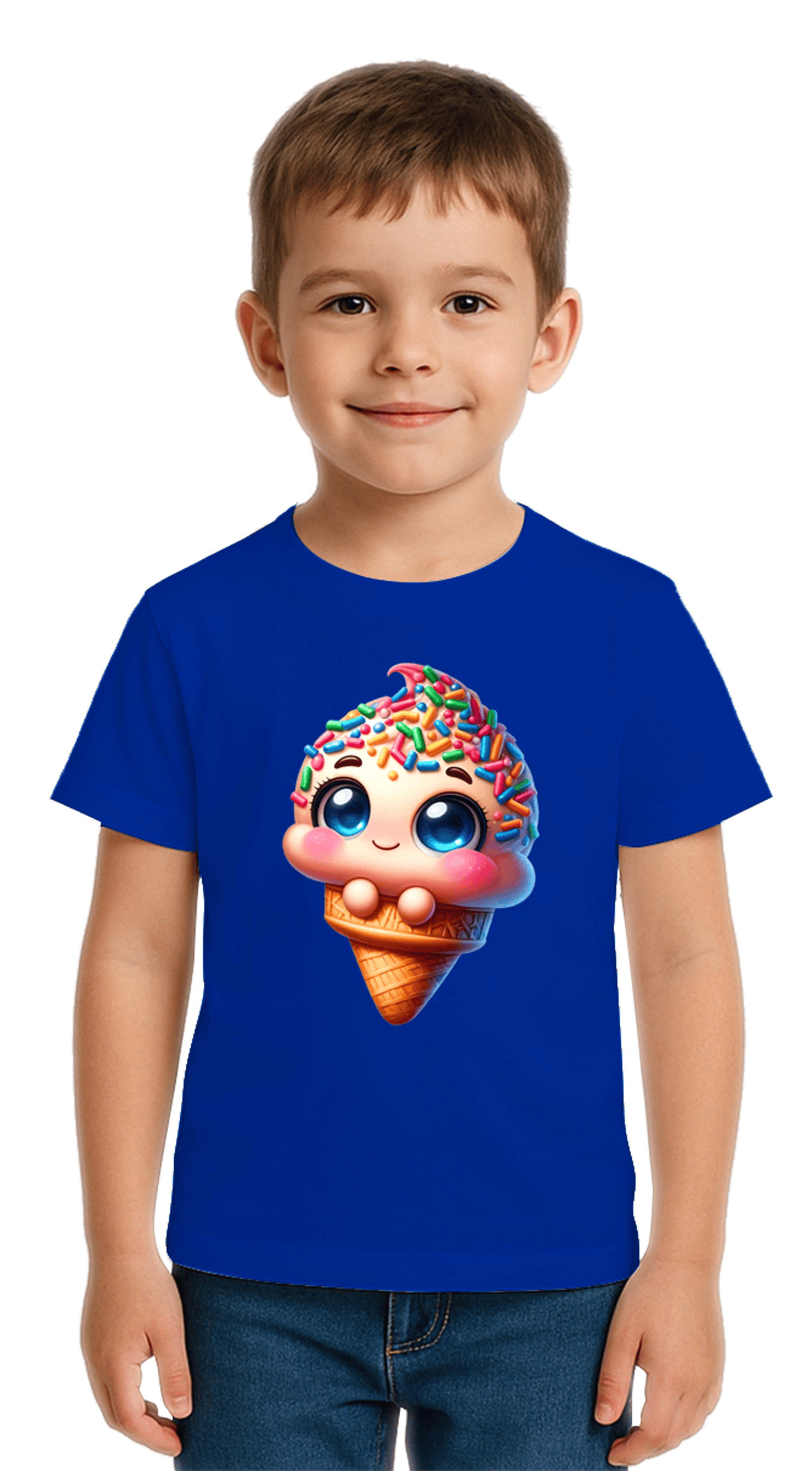 Unisex Dondurma Ice Cream Baskılı Çocuk Tişört pamuklu penye kumaş