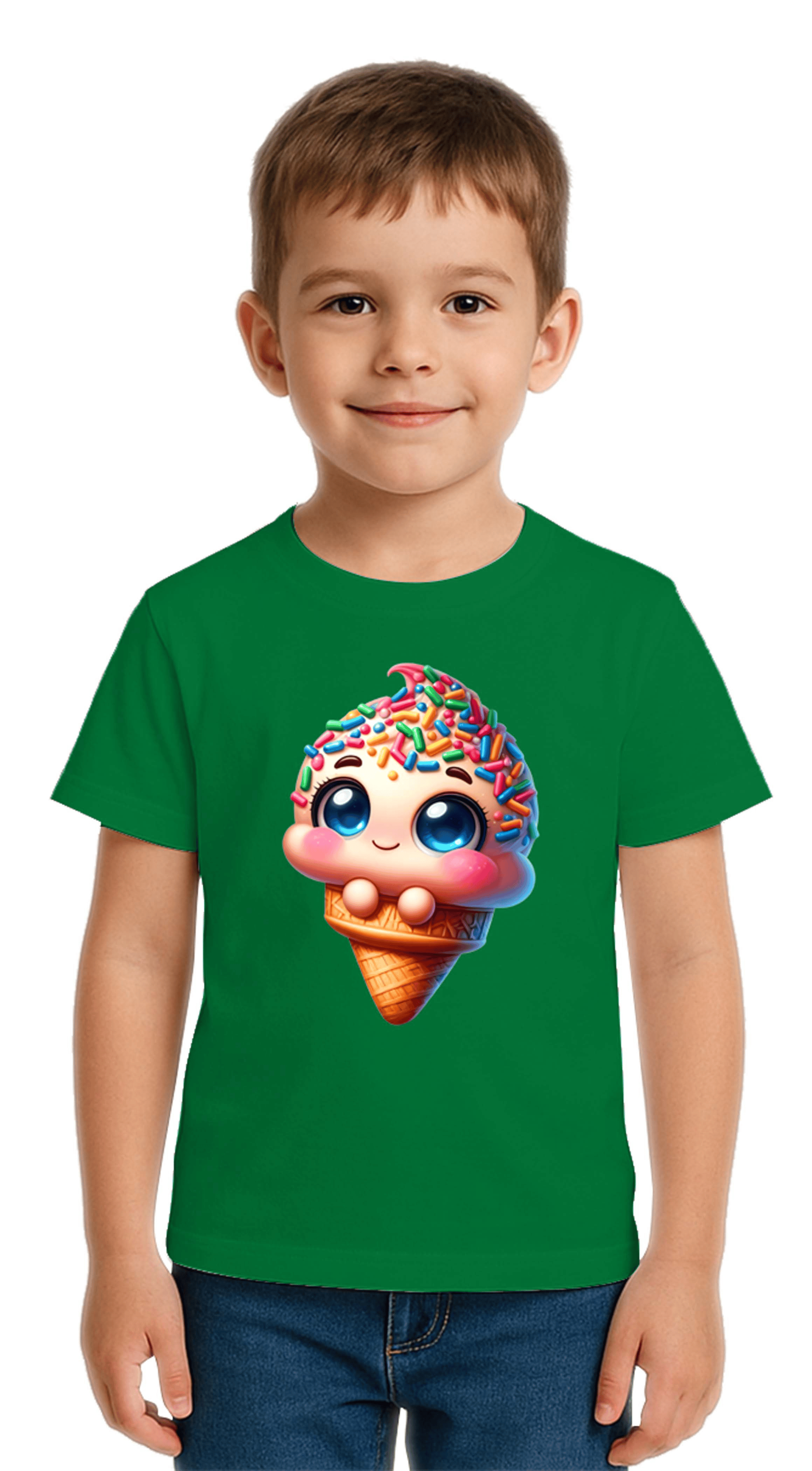 Unisex Dondurma Ice Cream Baskılı Çocuk Tişört pamuklu penye kumaş