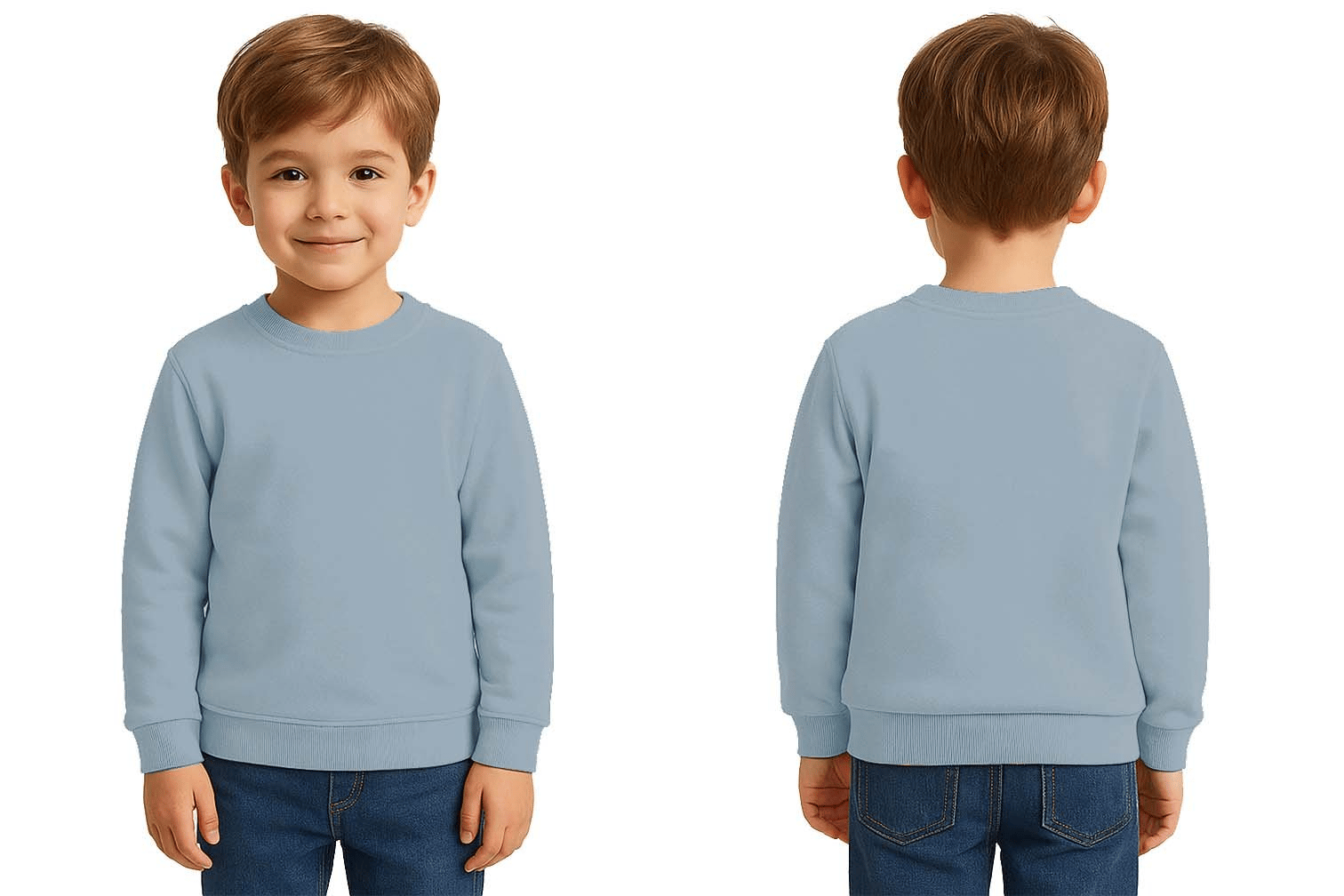 Unisex Düz Baskısız Çocuk Sweatshirt  3 İplik Şardonlu Kumaş