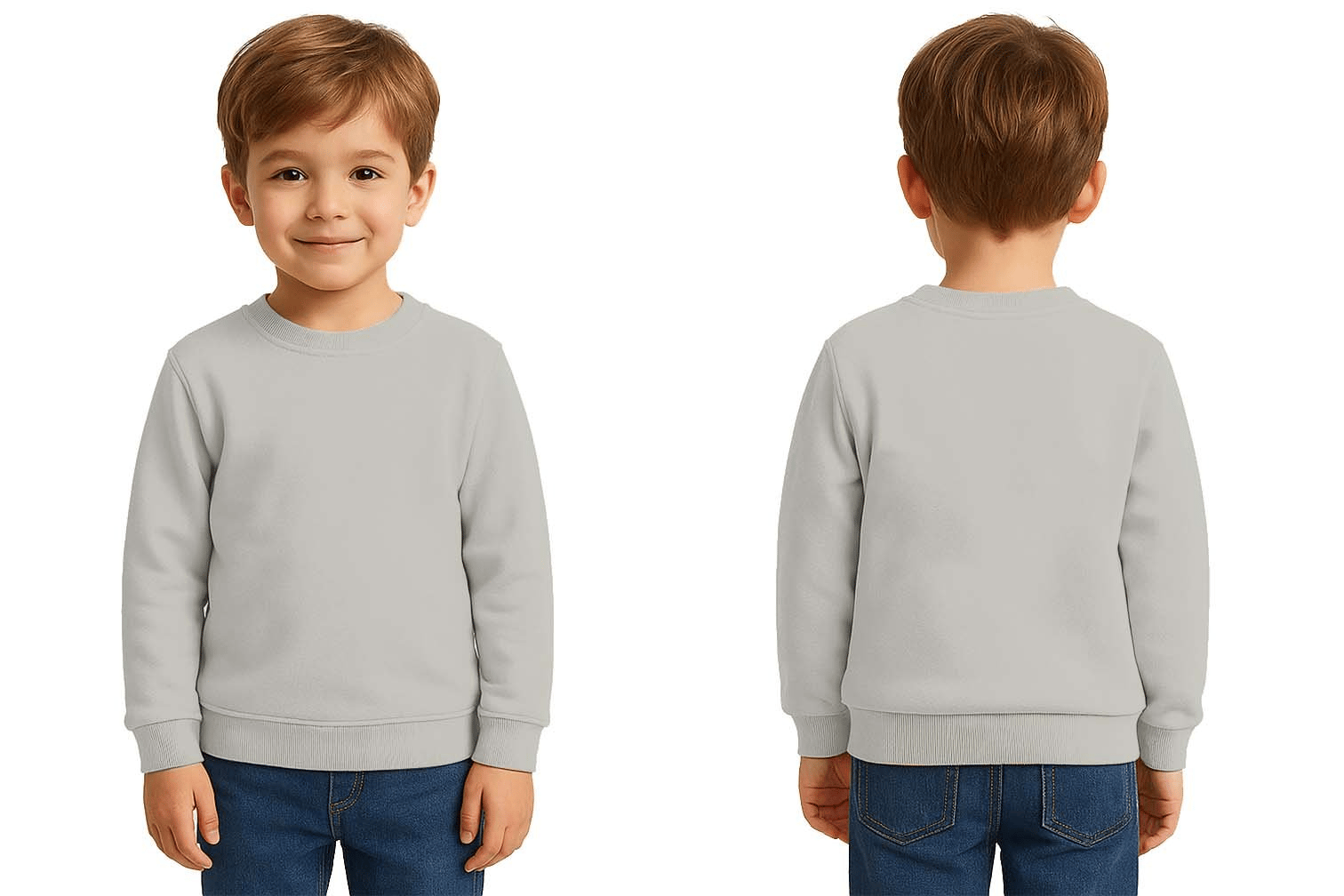 Unisex Düz Baskısız Çocuk Sweatshirt  3 İplik Şardonlu Kumaş