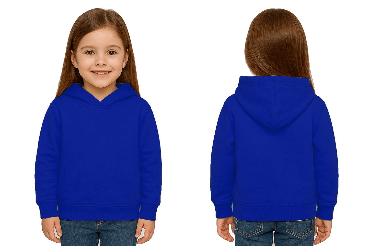 Unisex Düz Baskısız Çocuk Sweatshirt Kapüşonlu 3 İplik Şardonlu Kumaş