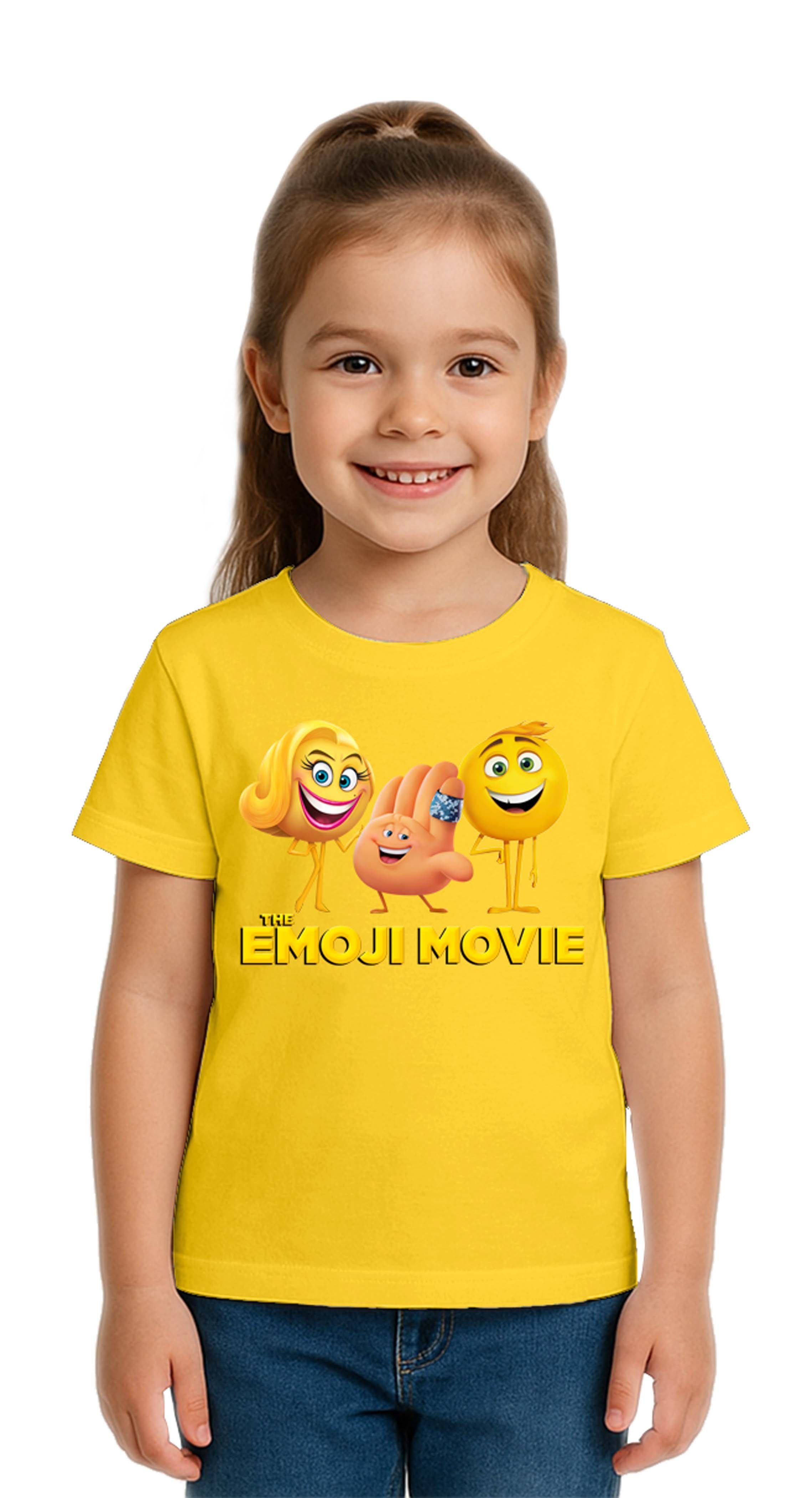 Unisex Emoji baskılı Çocuk Tişört pamuklu penye kumaş