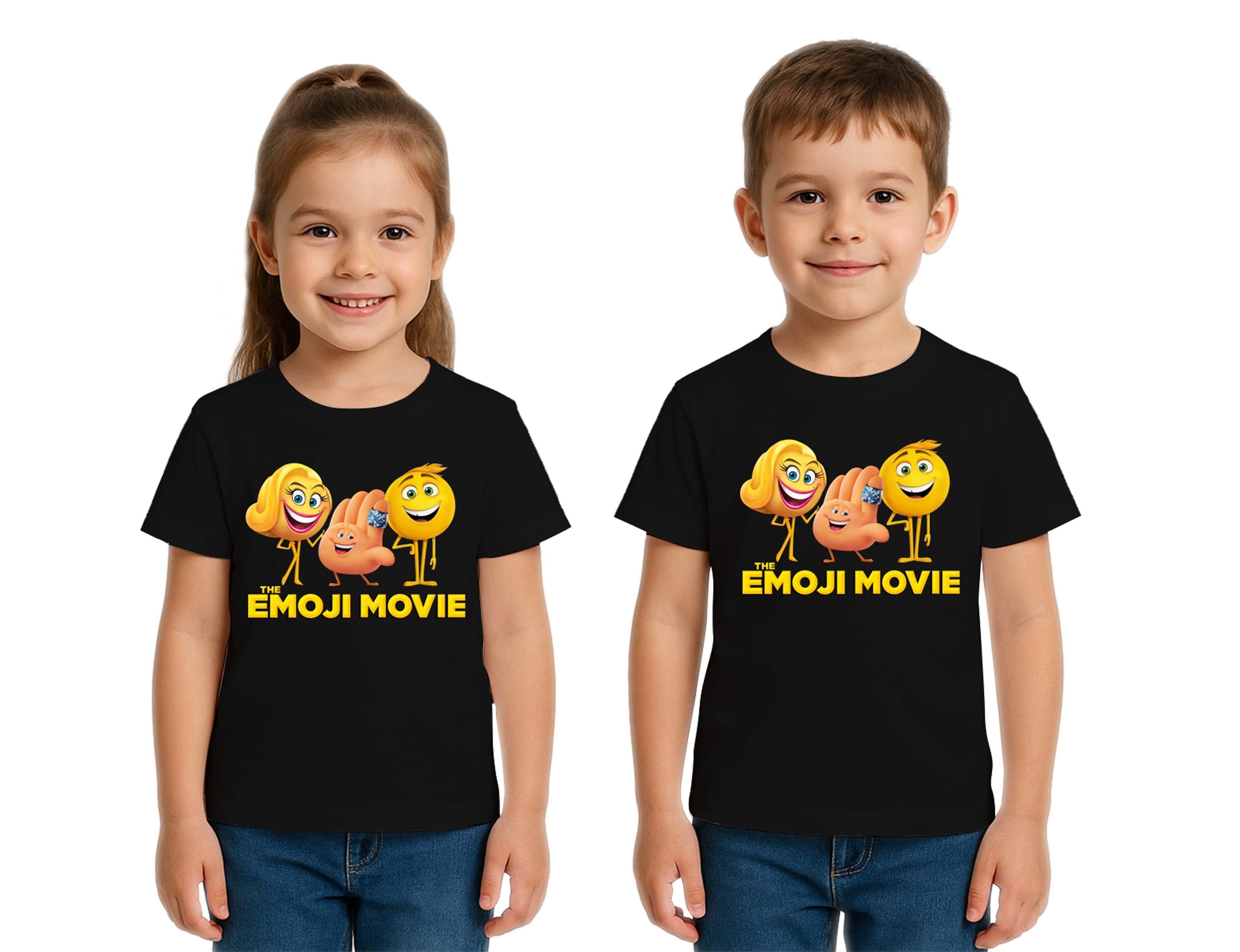 Unisex Emoji baskılı Çocuk Tişört pamuklu penye kumaş