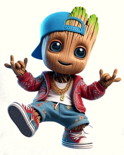 Unisex Groot Baskılı Çocuk Swaetshirt Kapüşonlu 3 İplik Şardonlu