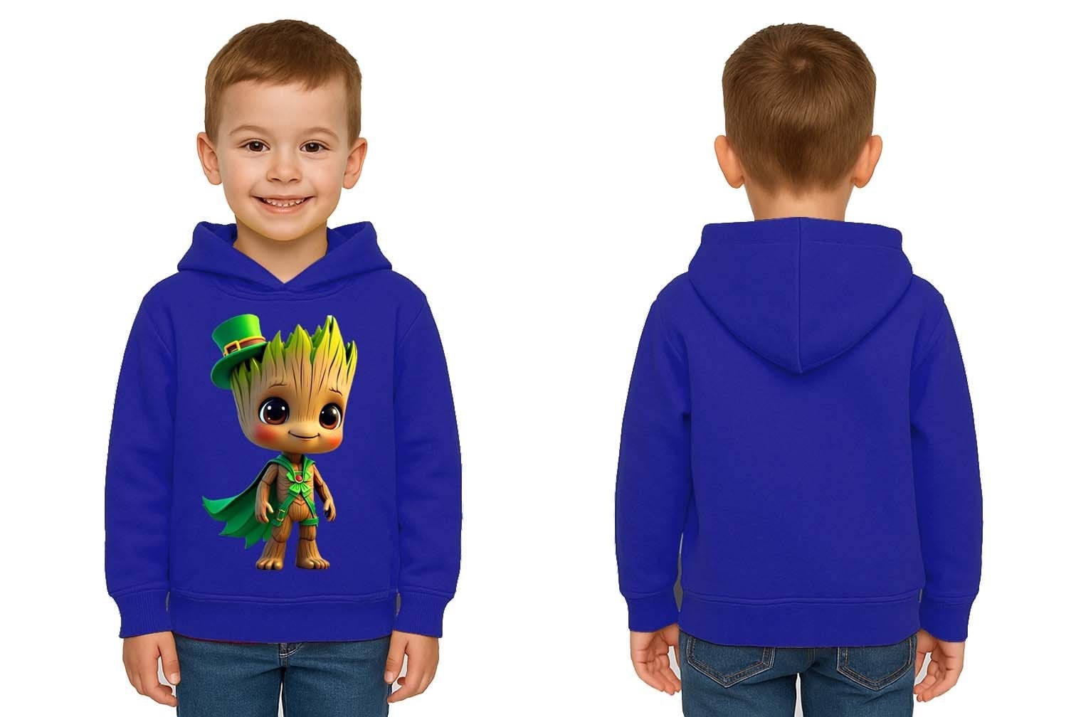 Unisex Groot Baskılı Çocuk Swaetshirt Kapüşonlu 3 İplik Şardonlu
