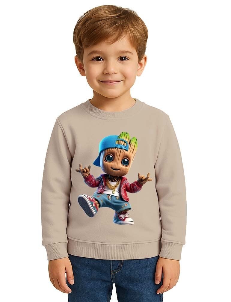 Unisex Groot Baskılı Çocuk Swaetshirt 3 İplik Şardonlu