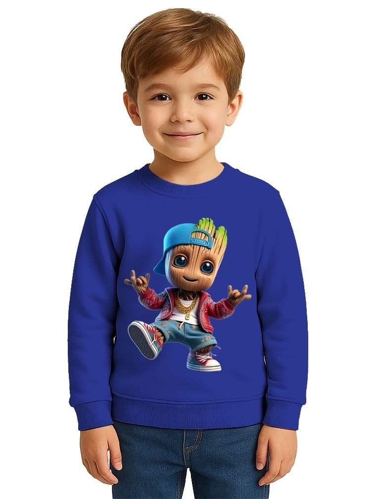 Unisex Groot Baskılı Çocuk Swaetshirt 3 İplik Şardonlu
