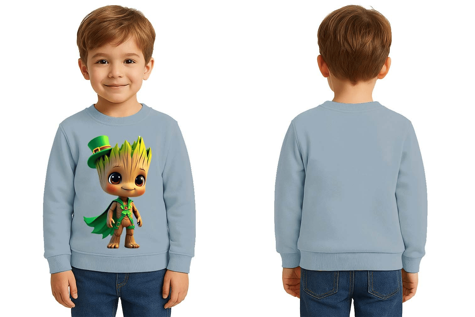 Unisex Groot Baskılı Çocuk Swaetshirt 3 İplik Şardonlu