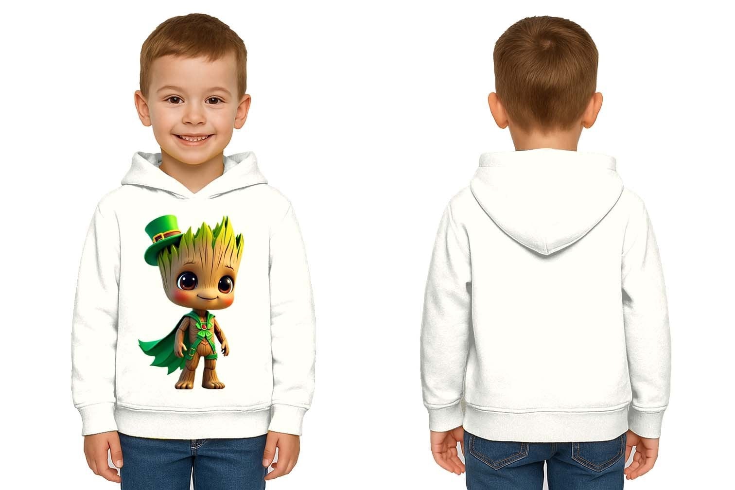 Unisex Groot Baskılı Çocuk Swaetshirt Kapüşonlu 3 İplik Şardonlu