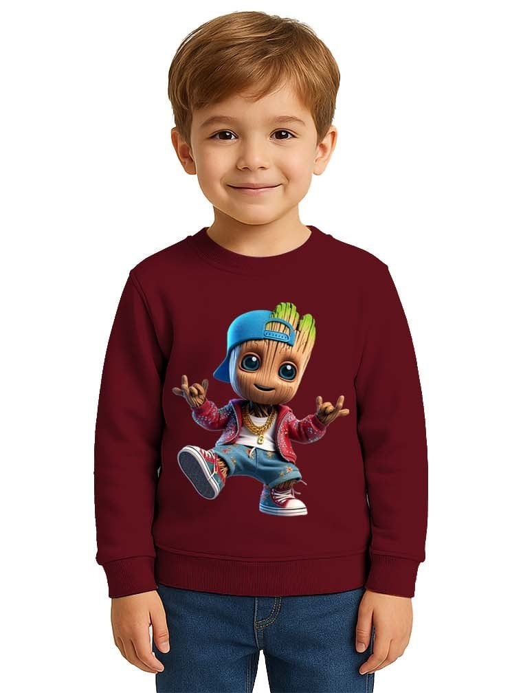 Unisex Groot Baskılı Çocuk Swaetshirt 3 İplik Şardonlu