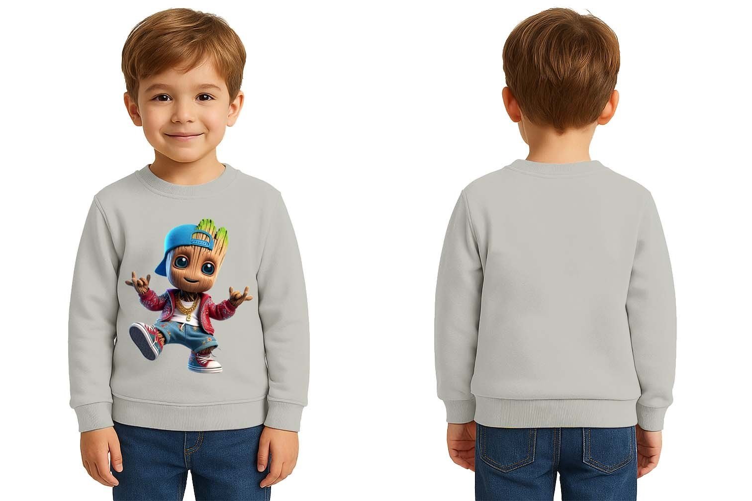 Unisex Groot Baskılı Çocuk Swaetshirt 3 İplik Şardonlu