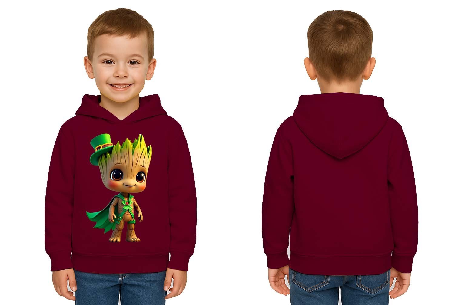 Unisex Groot Baskılı Çocuk Swaetshirt Kapüşonlu 3 İplik Şardonlu