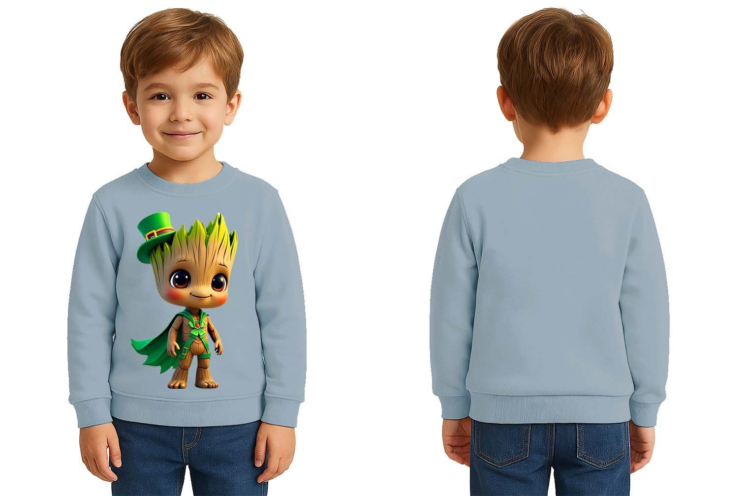 Unisex Groot Baskılı Çocuk Swaetshirt 3 İplik Şardonlu