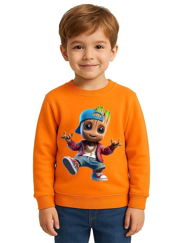 Unisex Groot Baskılı Çocuk Swaetshirt 3 İplik Şardonlu