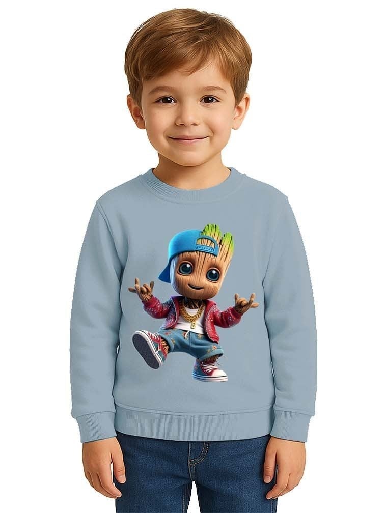 Unisex Groot Baskılı Çocuk Swaetshirt 3 İplik Şardonlu
