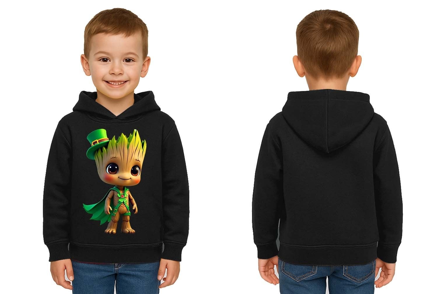 Unisex Groot Baskılı Çocuk Swaetshirt Kapüşonlu 3 İplik Şardonlu