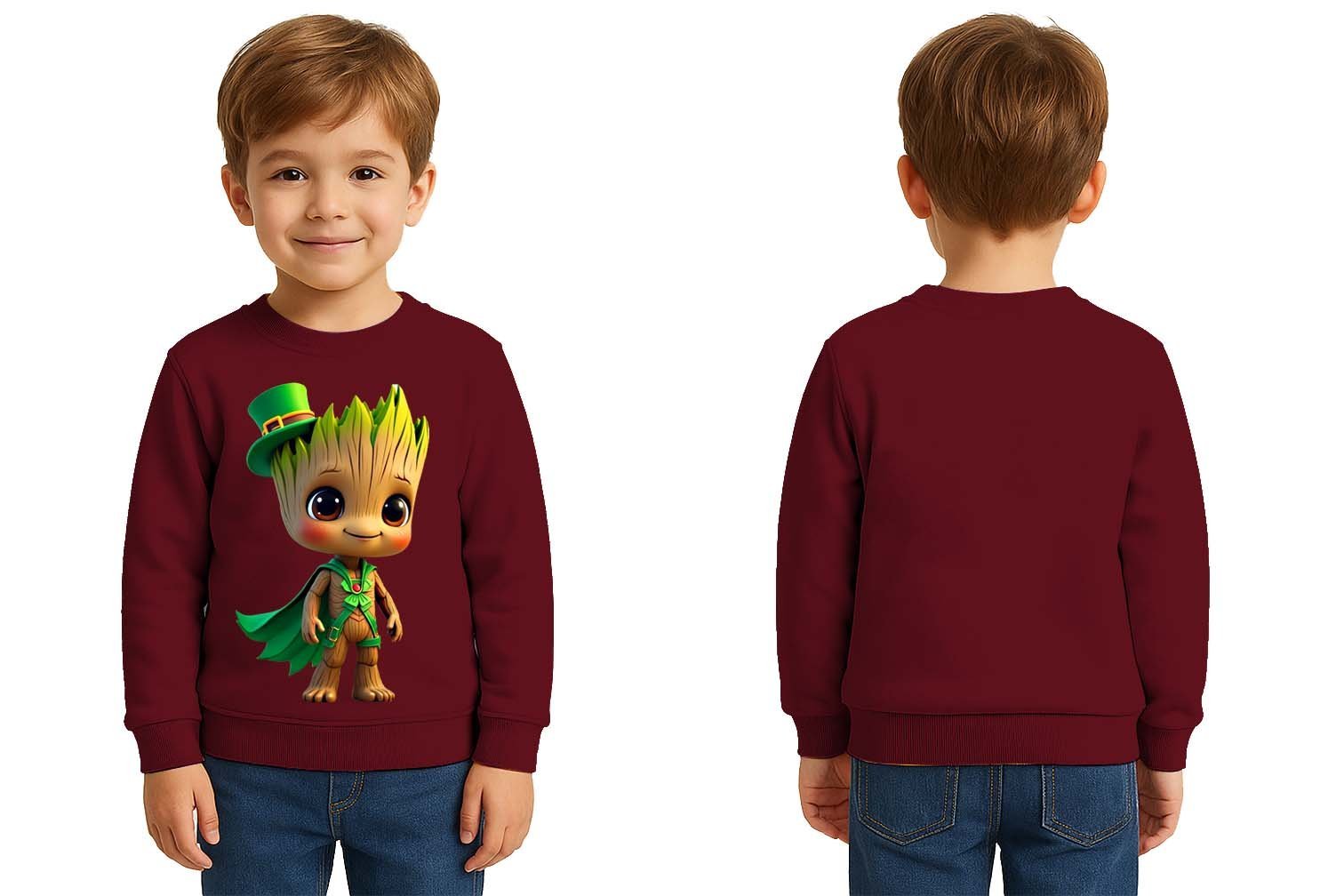 Unisex Groot Baskılı Çocuk Swaetshirt 3 İplik Şardonlu