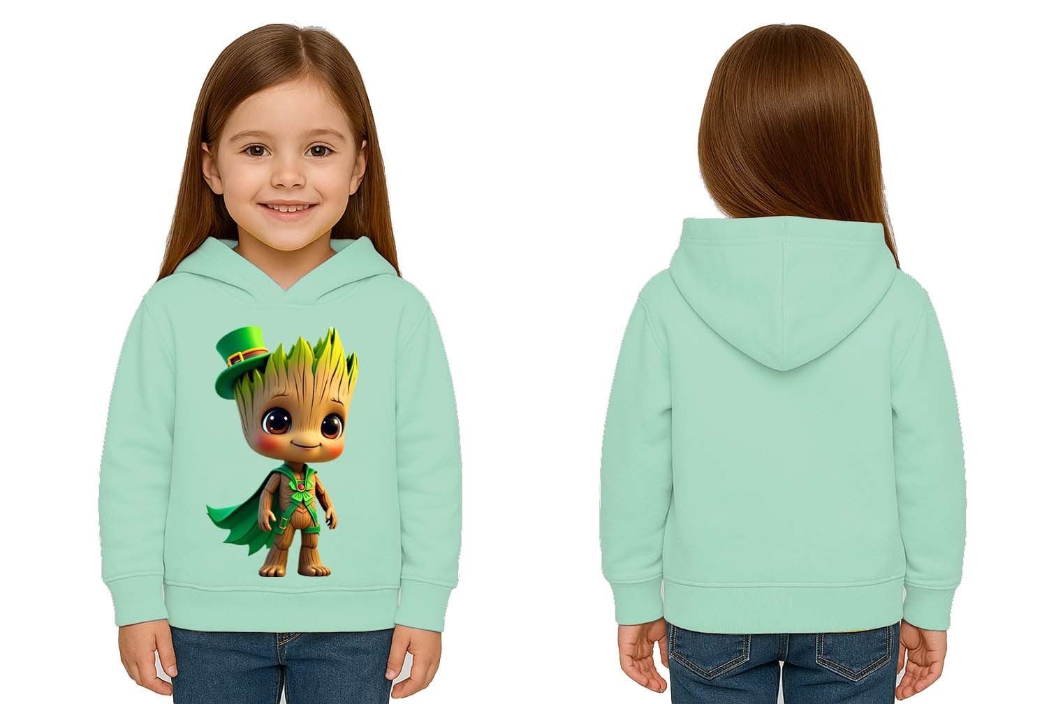 Unisex Groot Baskılı Çocuk Swaetshirt Kapüşonlu 3 İplik Şardonlu