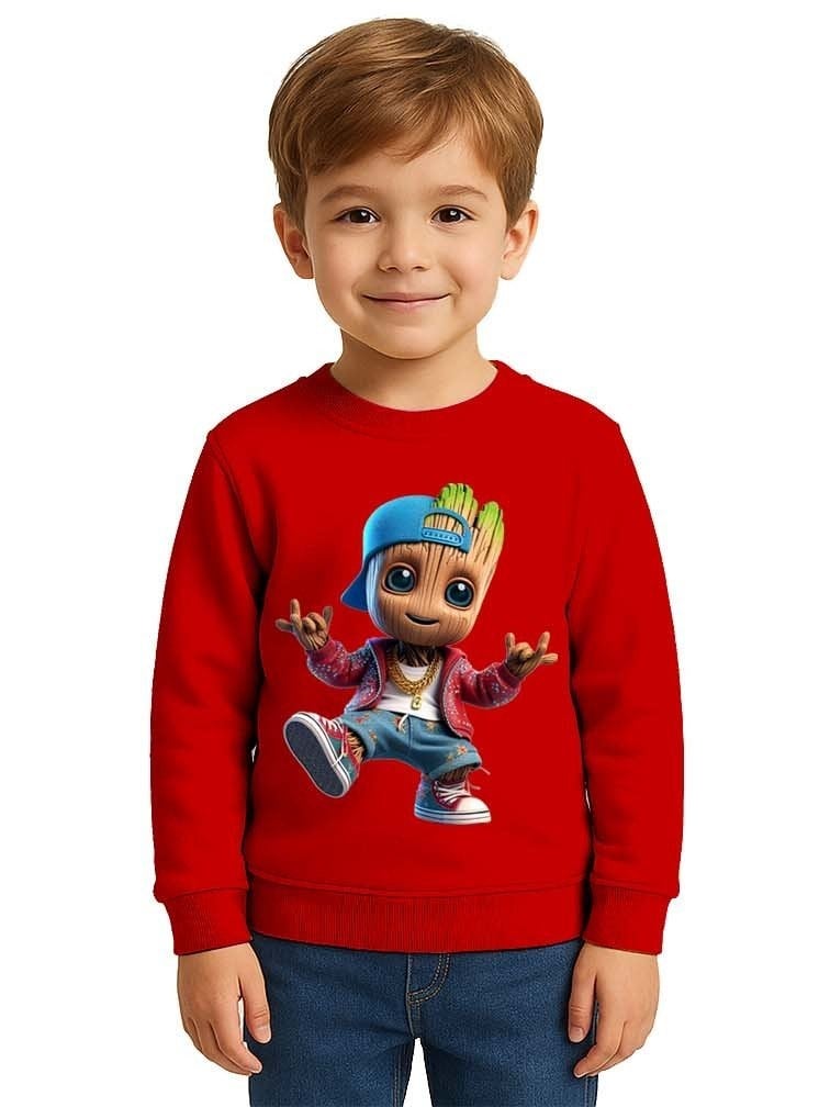 Unisex Groot Baskılı Çocuk Swaetshirt 3 İplik Şardonlu