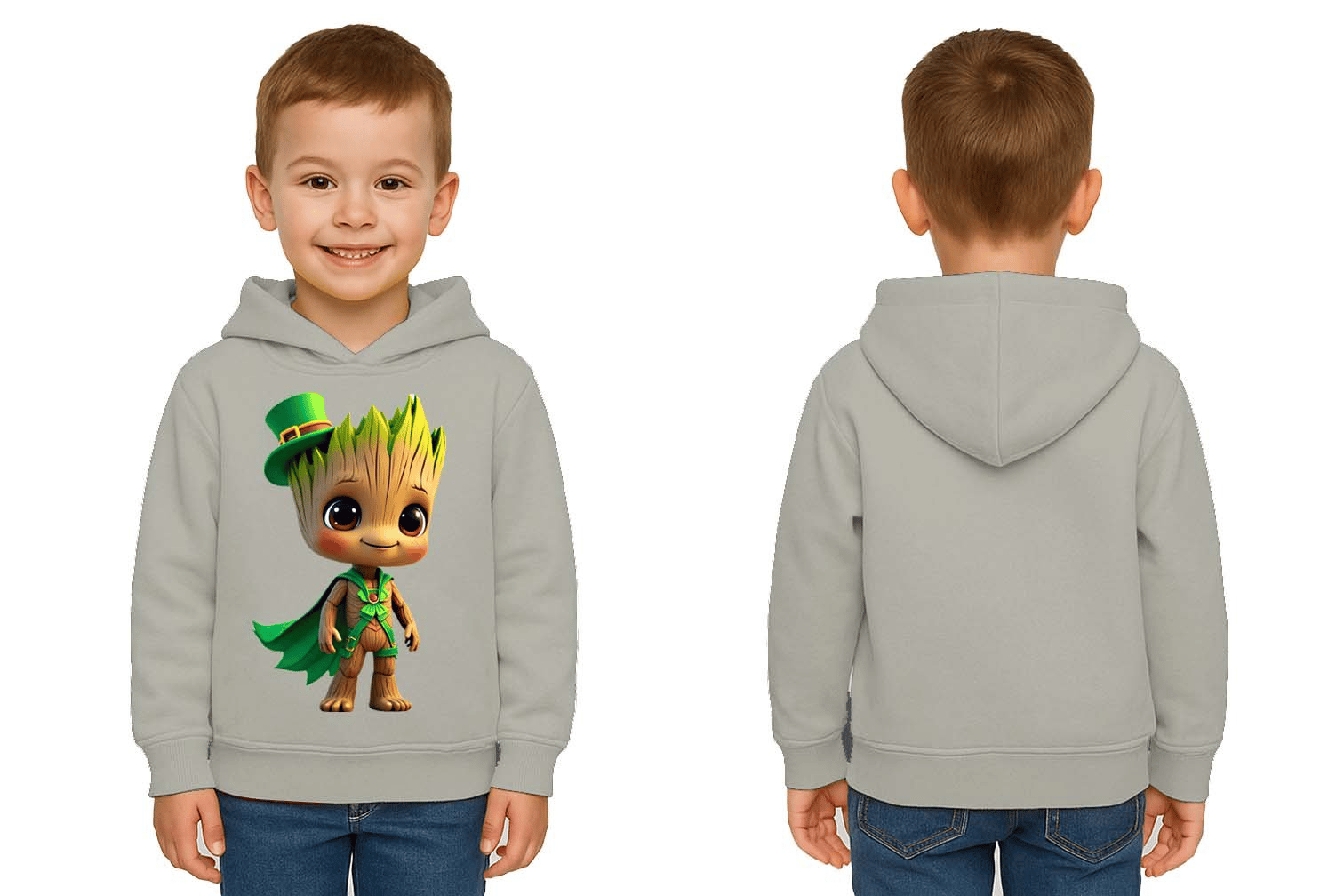 Unisex Groot Baskılı Çocuk Swaetshirt Kapüşonlu 3 İplik Şardonlu