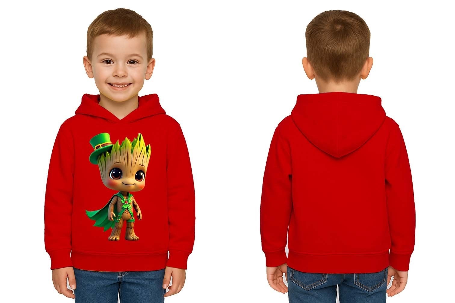 Unisex Groot Baskılı Çocuk Swaetshirt Kapüşonlu 3 İplik Şardonlu