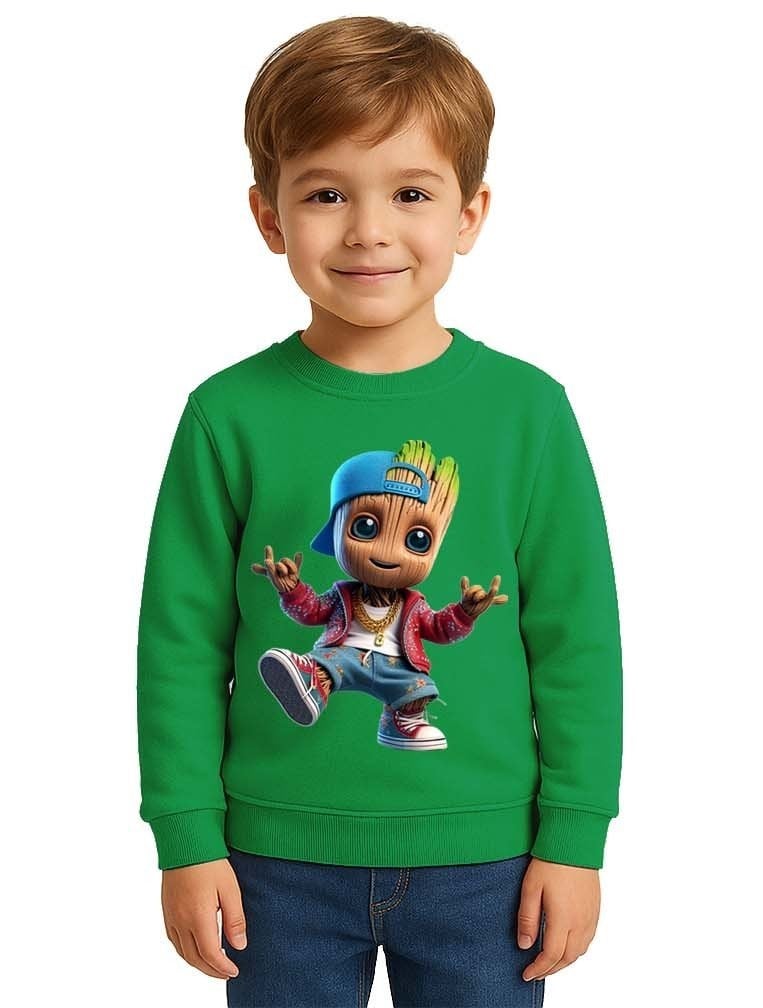 Unisex Groot Baskılı Çocuk Swaetshirt 3 İplik Şardonlu