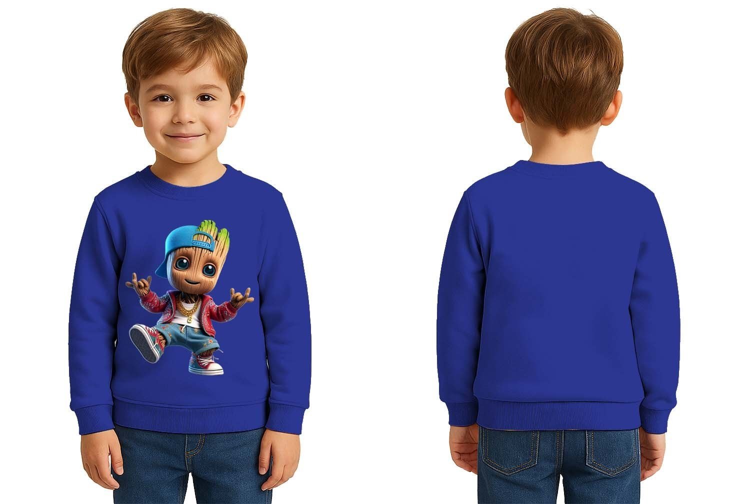 Unisex Groot Baskılı Çocuk Swaetshirt 3 İplik Şardonlu