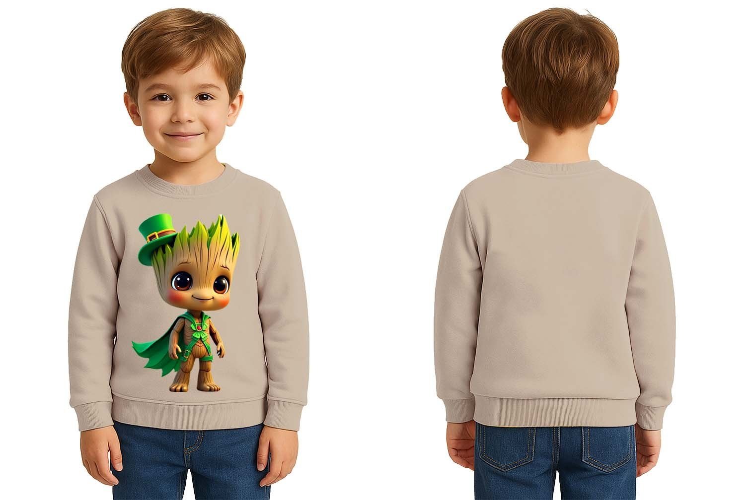 Unisex Groot Baskılı Çocuk Swaetshirt 3 İplik Şardonlu